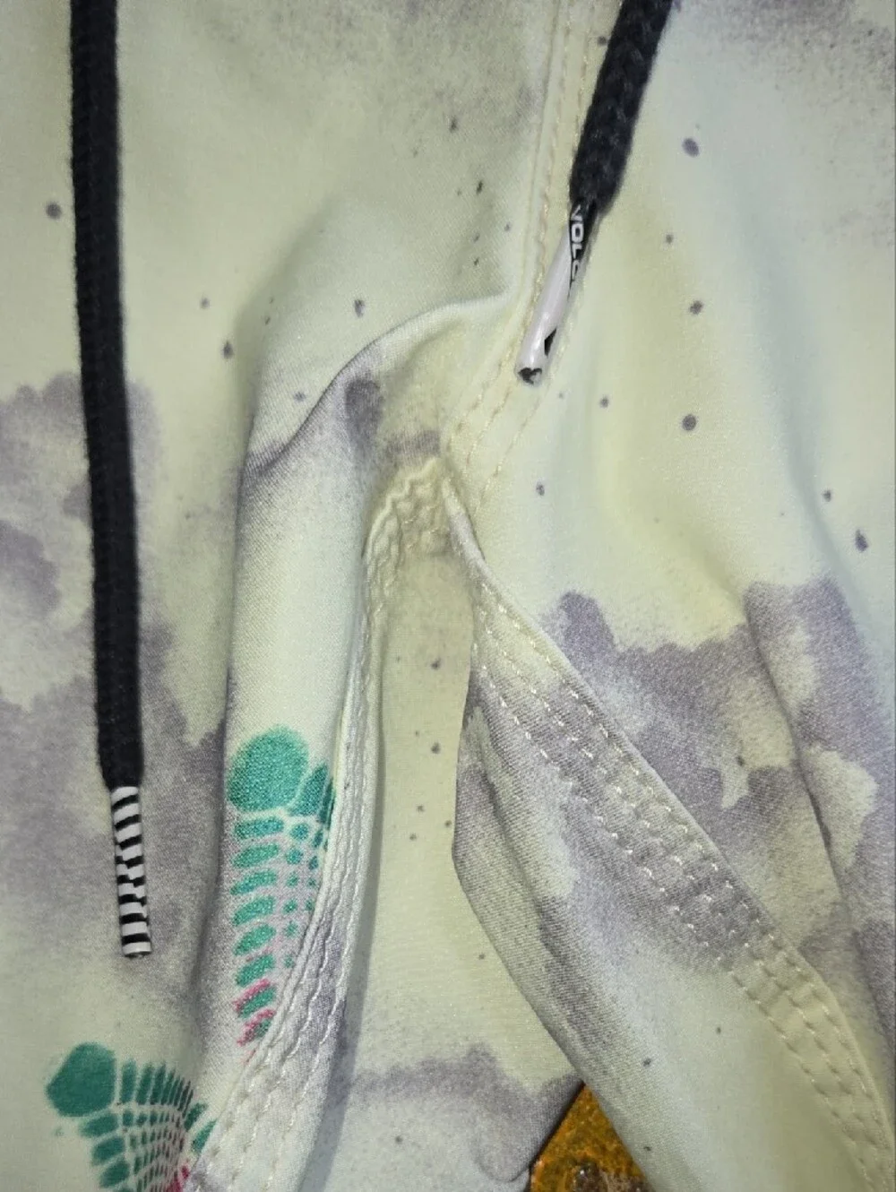 Volcom White Board Shorts with Pink & Teal Floral Mandala Print